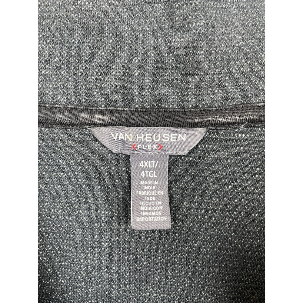 Van Heusen Flex Mens Quarter-Zip Pullover Shirt 4XLT Big & Tall Gray Minimalist - Picture 11 of 14